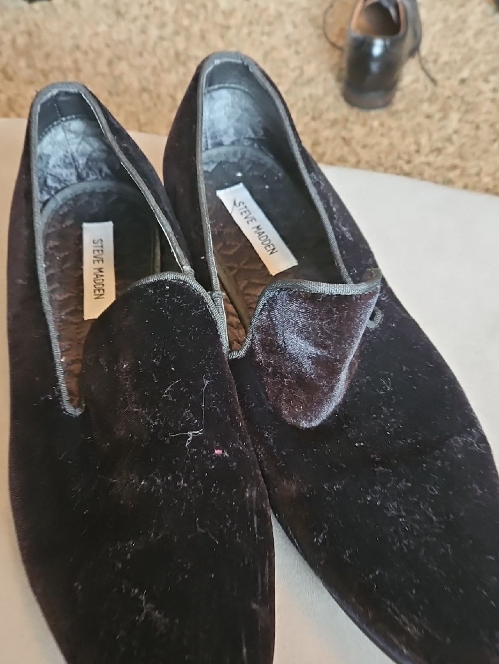 Steve Madden Men's Black Velvet Slip-On Loafers